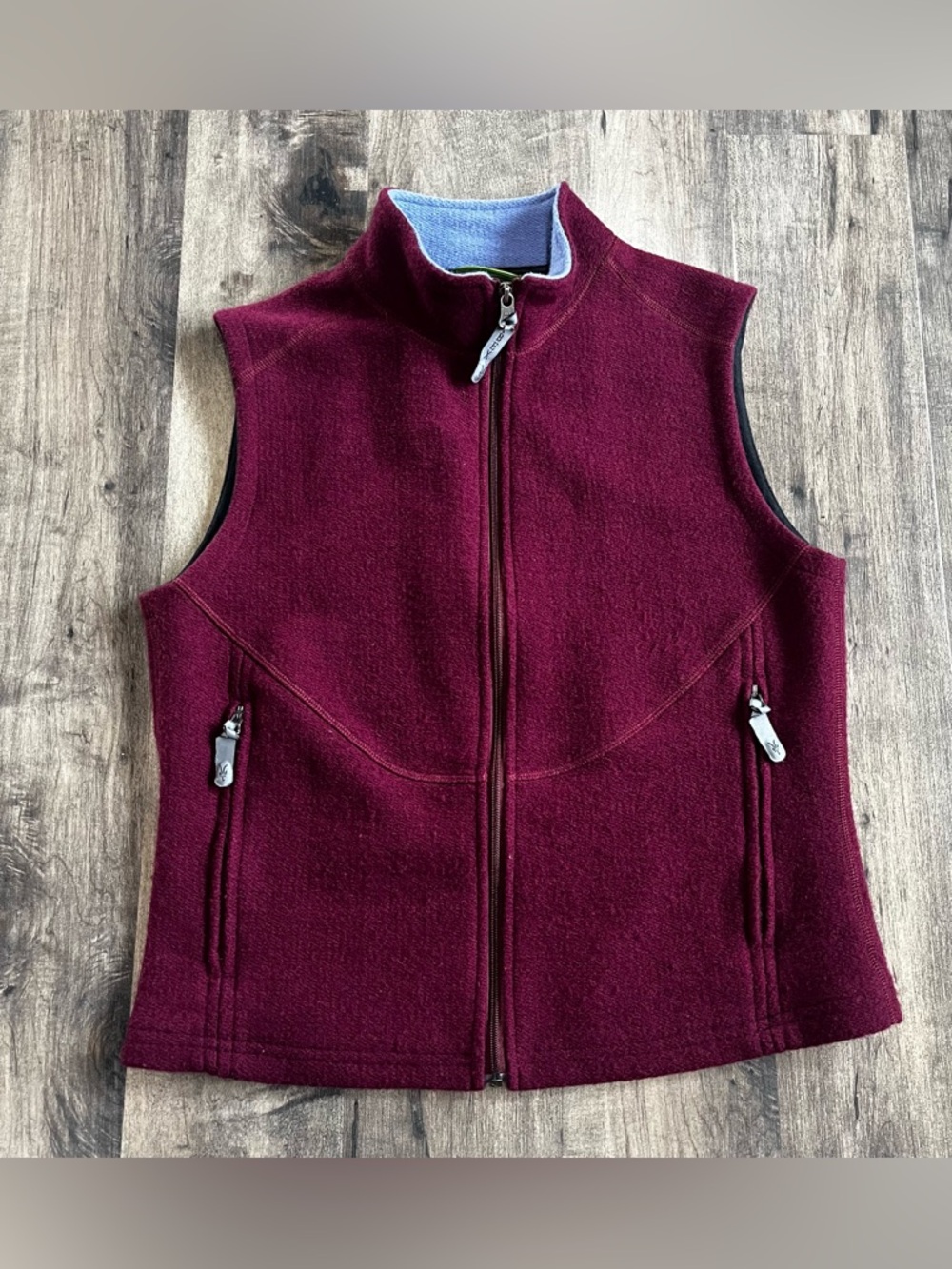 Ibex Women’s Small Vest Maroon Burgundy Pockets Merino Wool Blend
